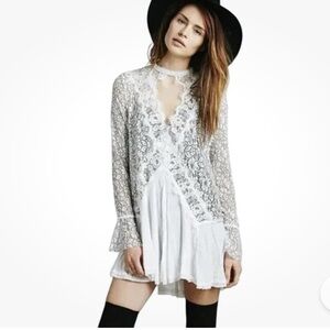 Free‎ People Tell Tale Secret Lace Dress Size SP Mini Gauzy Beach Romantic Boho